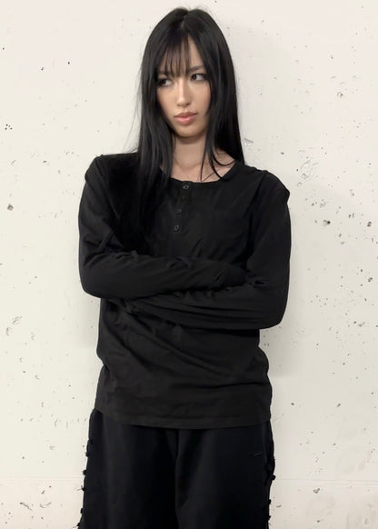 'SYMBIOTE' HENLEY LONGSLEEVE (NOIR)
